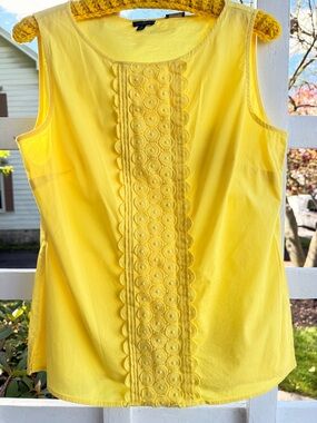 Talbots Bright Yellow Eyelet-Front Sleeveless Tank